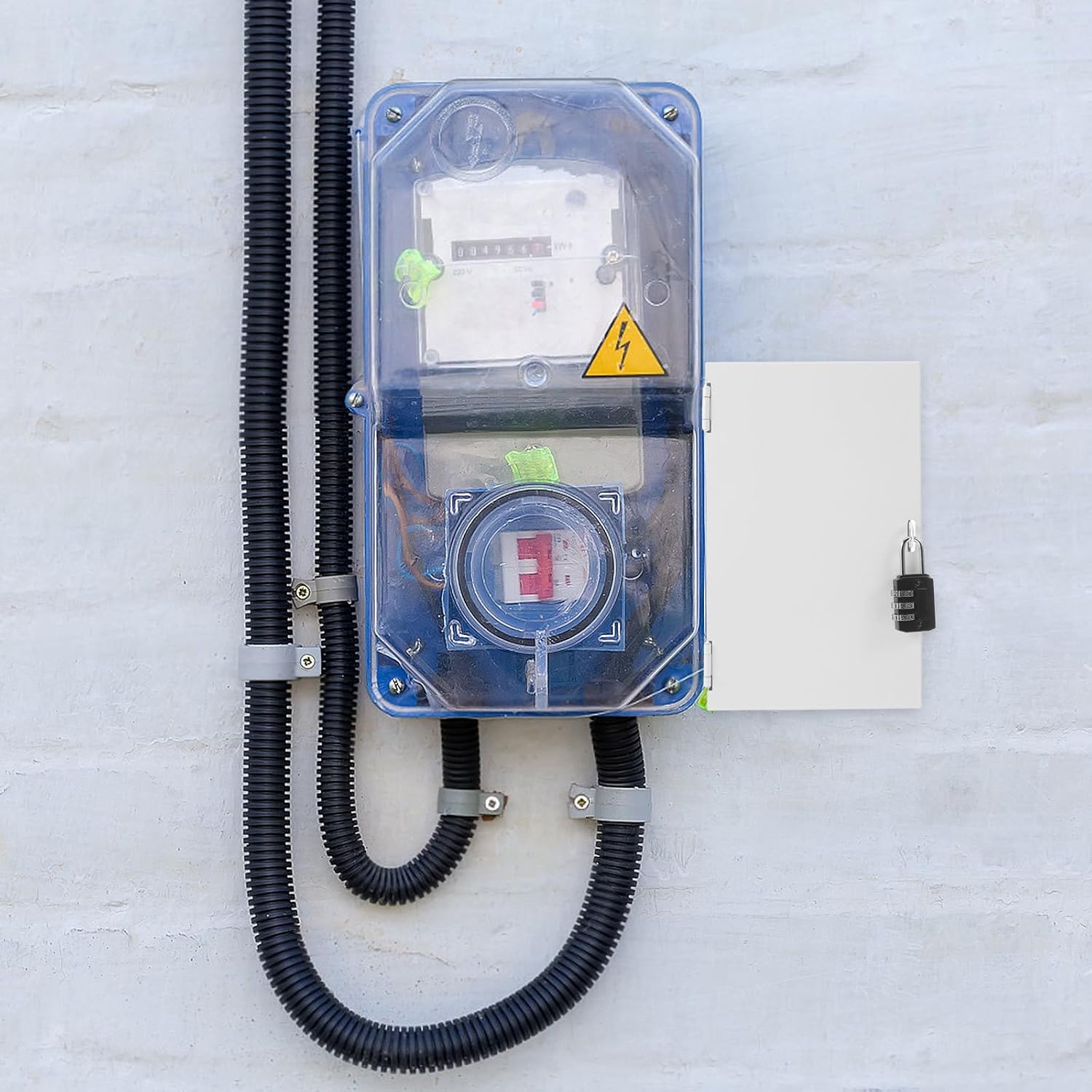 Outdoor Socket Protection Box - Stainless Steel Weatherproof Electrical Outlet Cover - Electrical Socket Box with Lock for Home Office Power Protection - Style 2