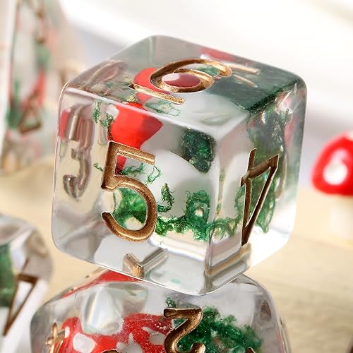 Miniatura 207 de DNDND - Juego de dados DND de resina de 7 piezas con bolsa de terciopelo para juegos de rol D&D y juegos de mesa