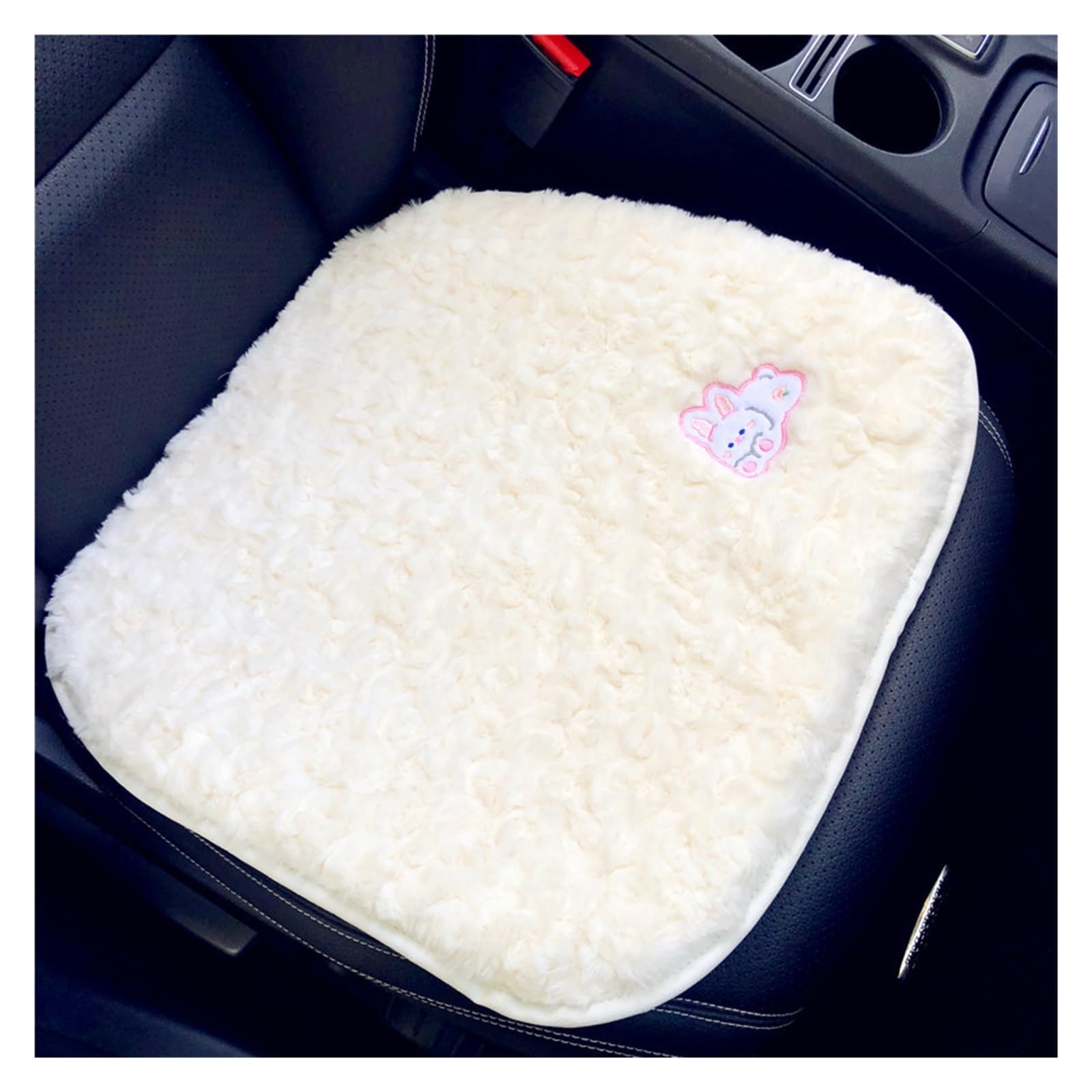 Coussin d'assise de voiture en peluche lapin épaissi avec dossier universel pour l'hiver