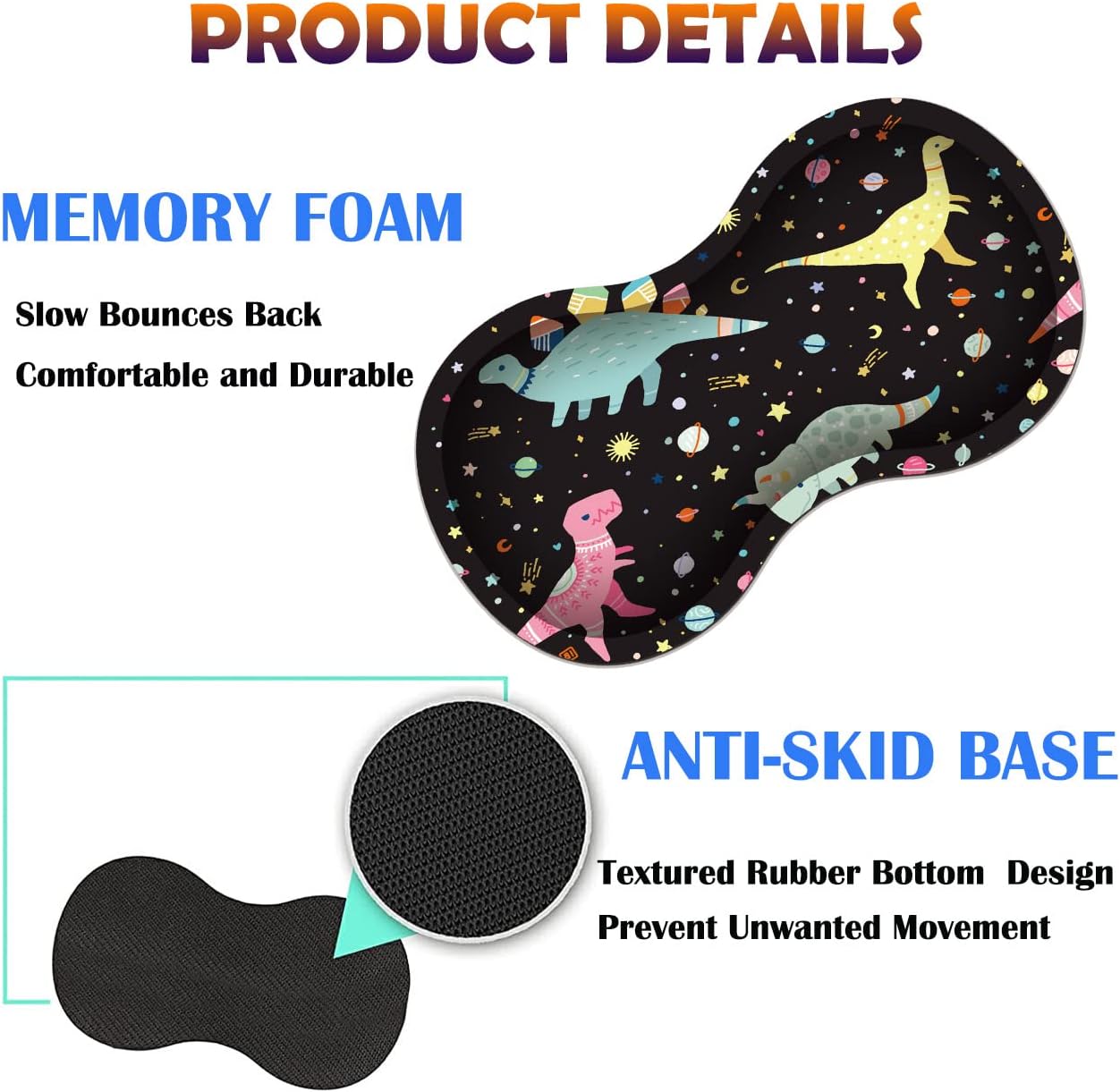 Extended Gaming Mouse Pad with Seam, Long XL Desktop Keyboard Pad, Suitable for Work/Game/Office/Home, Butterfly Wrist Rest Pad and Coaster, Color Cute Little Dinosaur