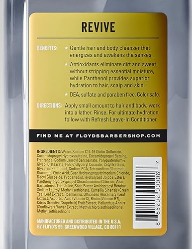 Miniatura 4 de Floyd's 99 Revive - Gel de baño 3 en 1 para hombre, champú para hombre, gel de baño y lavado facial todo en uno, fórmula de triple acción,