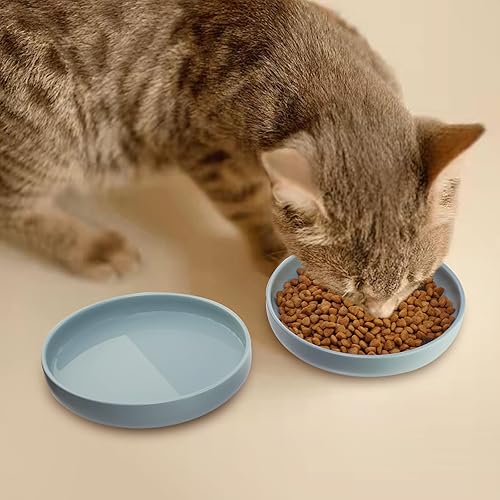 Miniatura 7 de Cuencos de cerámica para gatos, platos poco profundos para comida y agua, con acabado mate de 6 pulgadas de ancho, juego de 3 cuencos para gatos sin