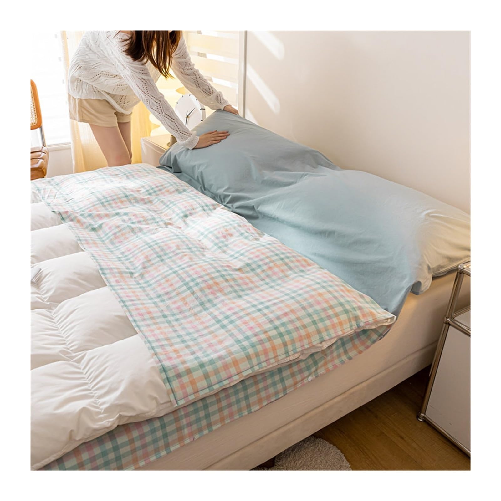 GBHMJU Ultralight Washable Washed Cotton Sleeping Bag Liner Lightweight Adult Sleep Sack Travel Sheets for Backpacking, Hotel, Camping, Hostels(Blue C,120x210cm-47x82)