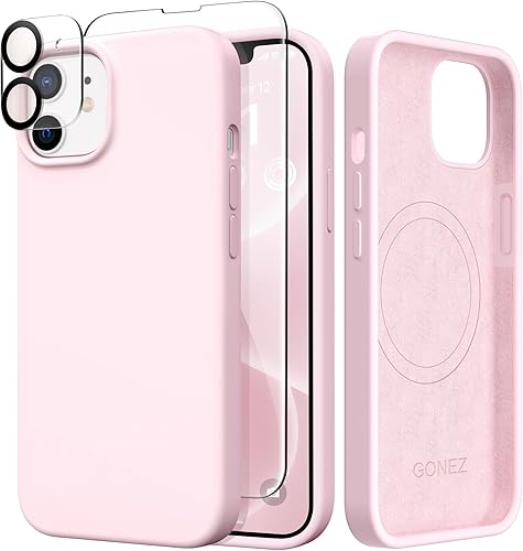 Miniatura 139 de GONEZ Funda de silicona para iPhone 14 Pro Max, compatible con MagSafe, con protector de pantalla + protector de lente de cámara, silicona líquida a