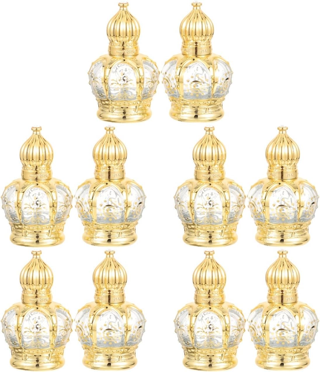 Niltracy 10 pcs Refillable Sample On Container,Vintage Perfume Bottles Middle Eastern Style Glass Roll on Bottles for Essential oils，10ml