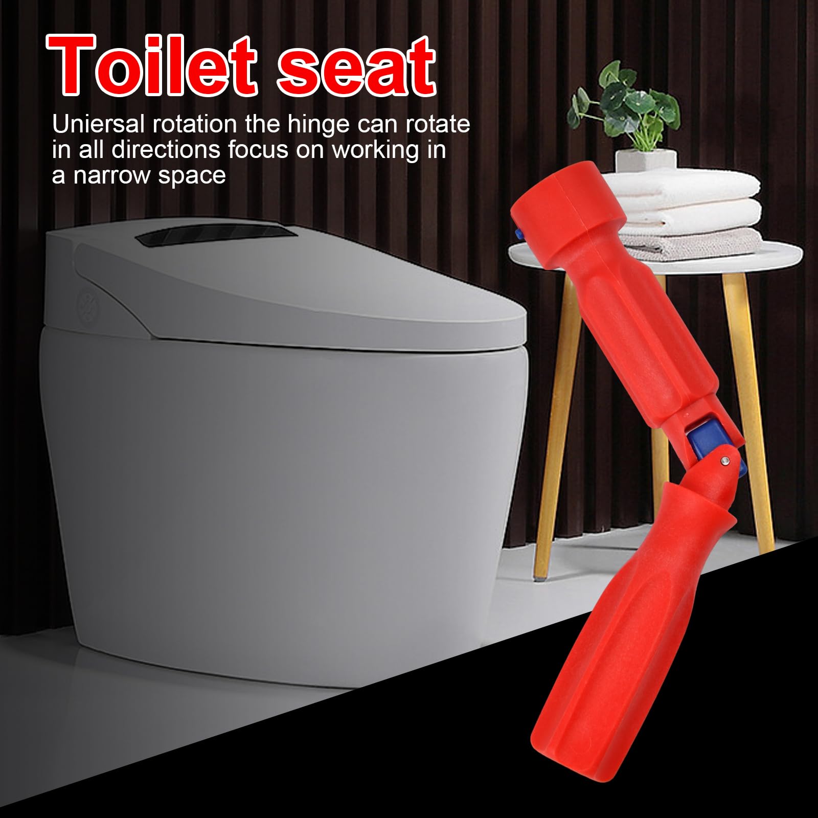 Uniwersalny klucz do instalacji sedesu WC, klucz do naprawy sedesu toaletowego, klucz do sedesu WC, plastikowy klucz montażowy sedesu WC, klucz do deski sedesowej 20 cm, czerwony klucz do