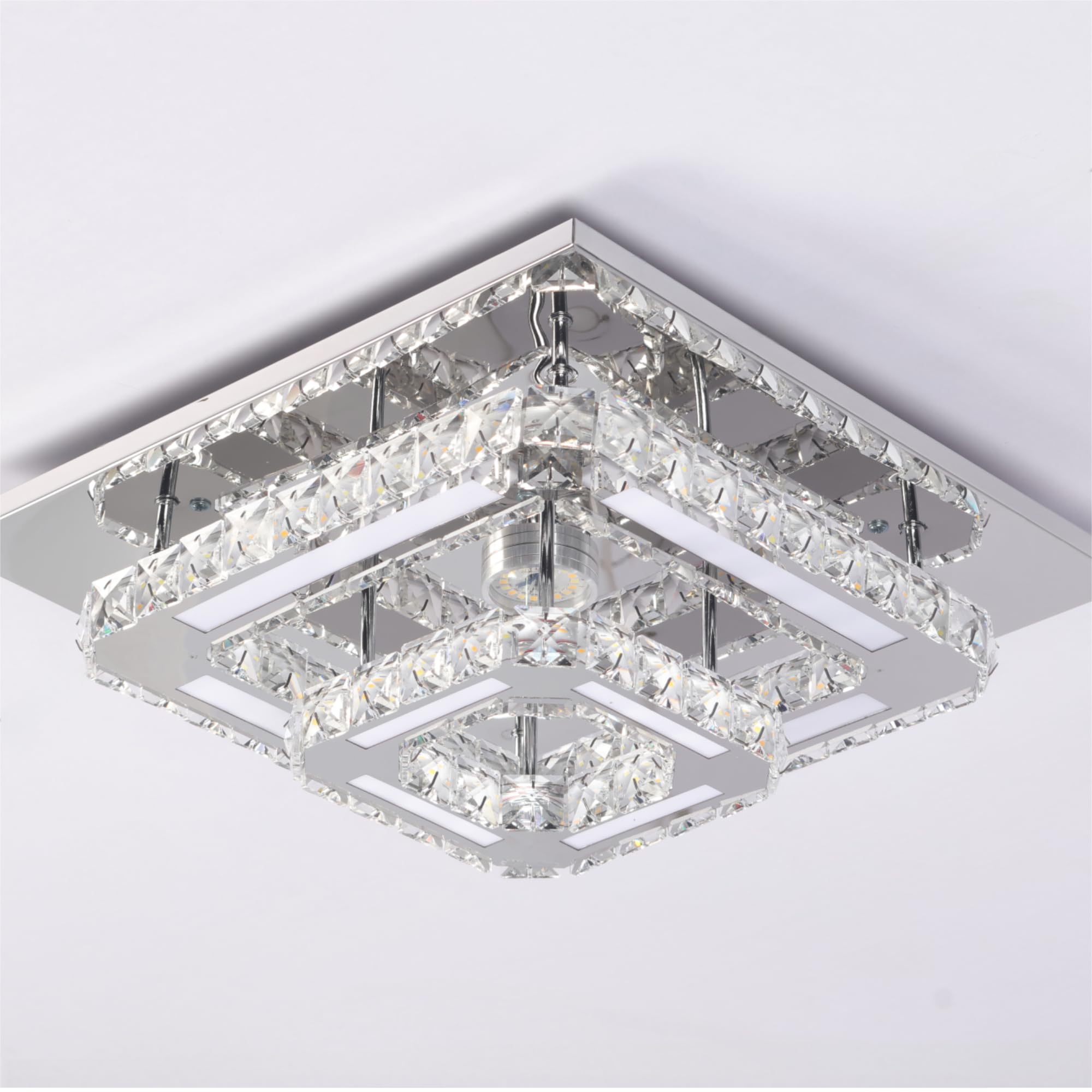 Lampa sufitowa LED, kryształowy żyrandol, 29 W, 2500 K, 4500 K, 6500 K, 2320 lm, nadaje się do sypialni, korytarzy i obszarów wejściowych, cokół sufitowy 30 cm (3 kolory światła, wersja