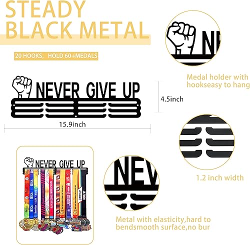 Vista 41 de Goutoports Estante de exhibición para colgar medallas, organizador personalizado de cinta de premios para corredores de carreras deportivas, placas