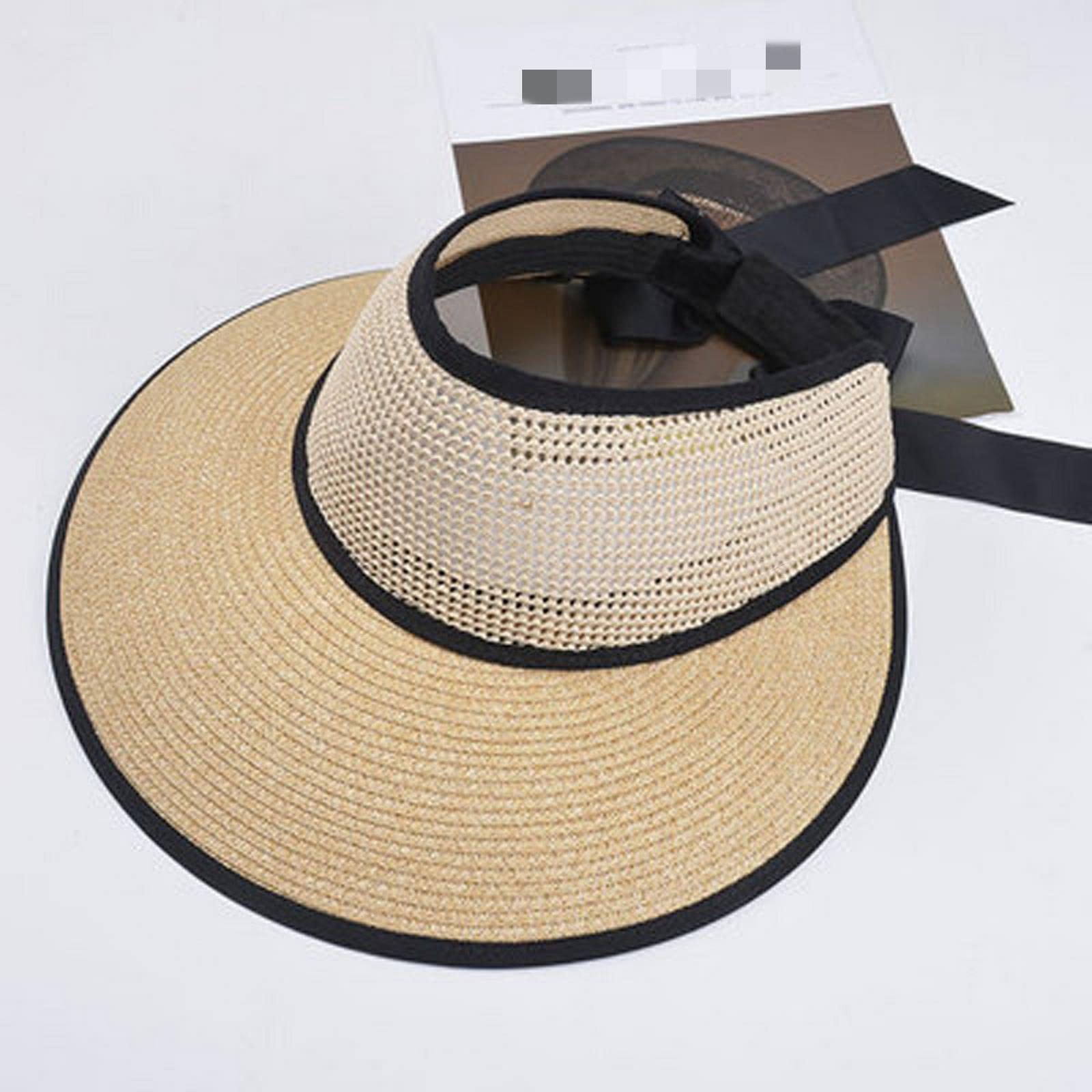 Sombrero de pescador de verano para mujer, sombrero de paja de ala grande, sombrero de playa plegable