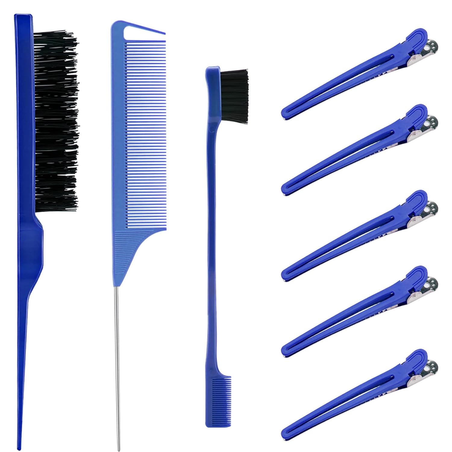 8Pcs Edge Brush Rat Tail Combs Teasing Brush Comb Set
