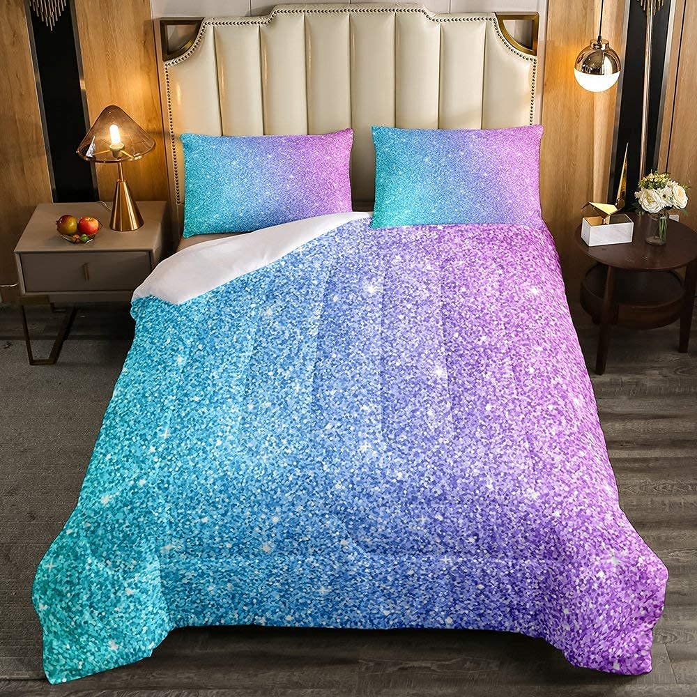 PORJDN Set di biancheria da letto per bambini arcobaleno, federa 40x60cm, copripiumino 120x150cm, biancheria da letto in stile cartoon con nuvole