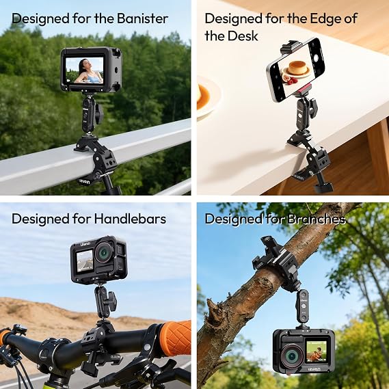 ULANZI CO78 Super Clamp Mount, 3-Jaw Y-Shape Super Clamp with Cold Shoe