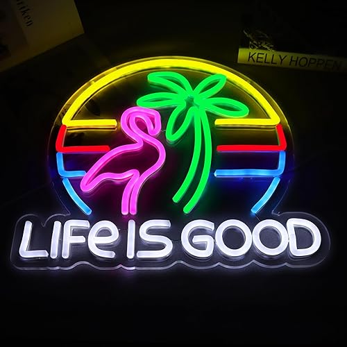 Miniatura 3 de LIFE IS GOOD - Letreros de neón para decoración de pared, luces de neón para dormitorio, letreros LED