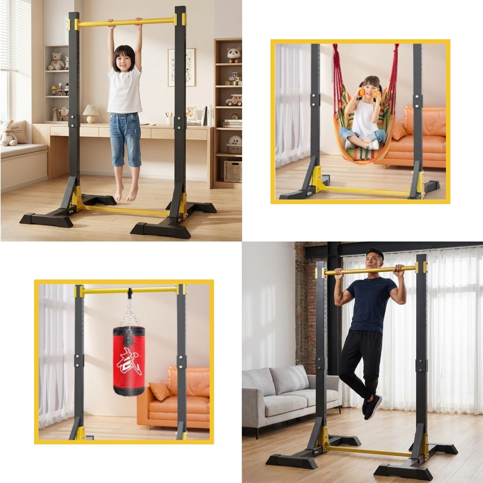 Amazon | 懸垂マシン ぶら下がり健康器 耐荷重750kg【11段階高さ調節