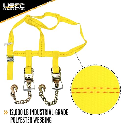 Miniatura 2 de US Cargo Control Red de rueda de montaje lateral con hebilla de leva, dos trinquetes y extensiones de cadena, correa de rueda fácil de usar para