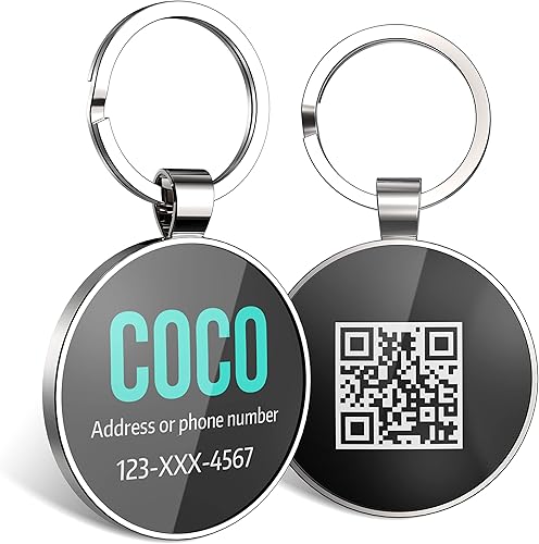 Etiqueta de perro con código QR, etiquetas de identificación personalizadas para mascotas, etiqueta de nombre de perro personalizada, etiqueta de