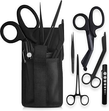 EMS XTRM Quick Response EMT Tactical Medical Tool Kit - Adjustable Belt Pouch, EMT Shears, Bandage Scissor, Forceps, Hemostat, and Pupil Light