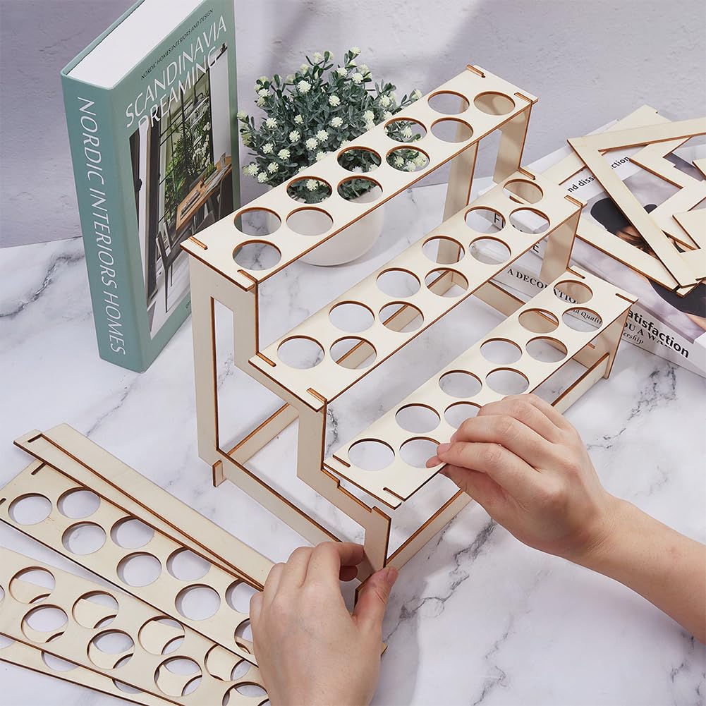 SUPERFINDINGS Set di Supporti per Coni Gelato con 2 buchi Porta Coni In Legno A 66 livelli Porta Coni per Dolci e Caramelle per Feste di Compleanno e Matrimoni