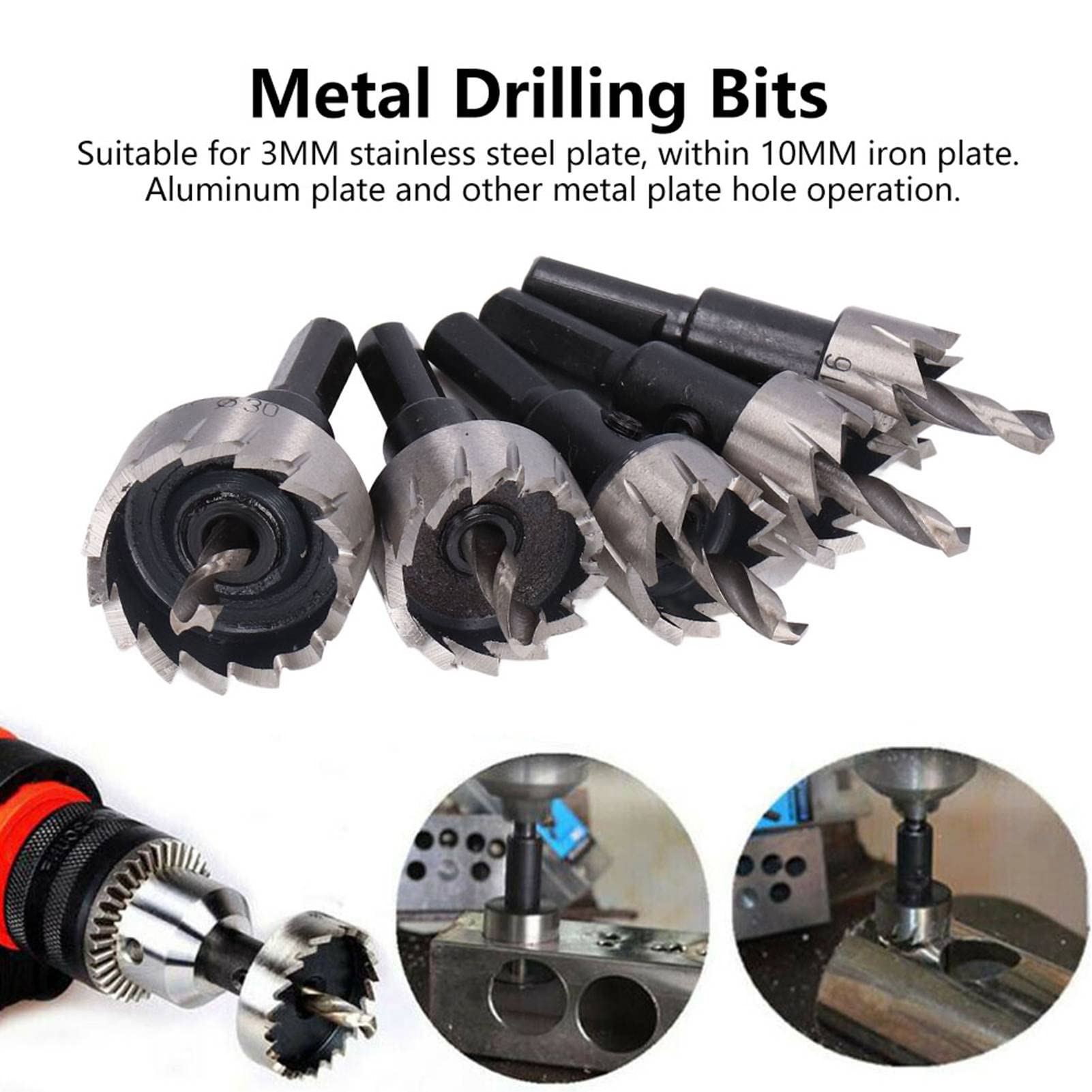 Wiertła do metalu, Wiertła Otwornice 16‑30mm 5 sztuk Wysoka ostrość do żelaza do aluminium do stali