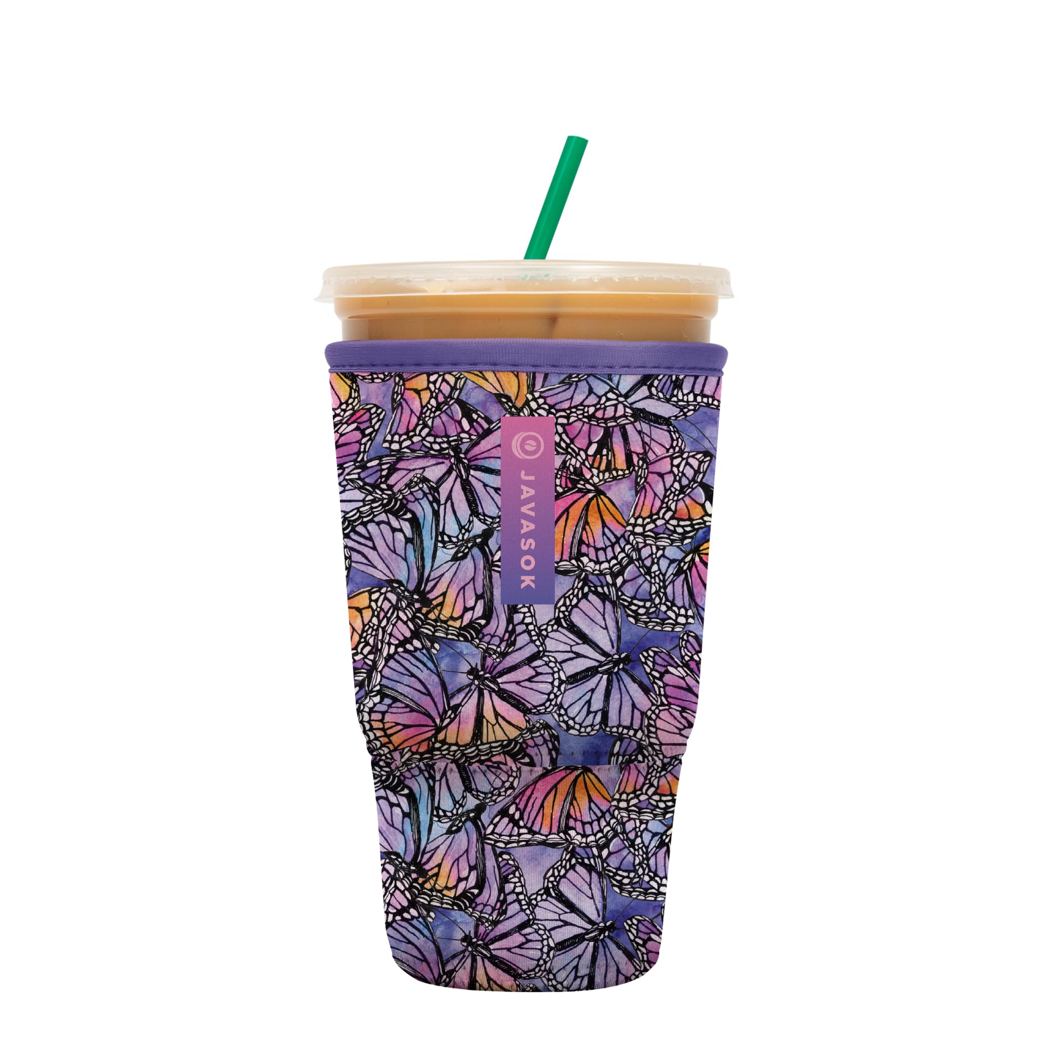 Sok It JavaSok Iced Coffee &amp; Cold Soda Insulated Neoprene Cup Sleeve (Butterfly Galaxy, XLarge: 38-42oz)