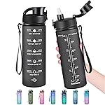 Enerbone 24 oz Water Bottle, Leakproof BPA & Toxic Free, Motivational Water Bottle with Times to Drink and Straw, Fitness Sports Water Bottle with Strap for Office, Gym, Outdoor Sports