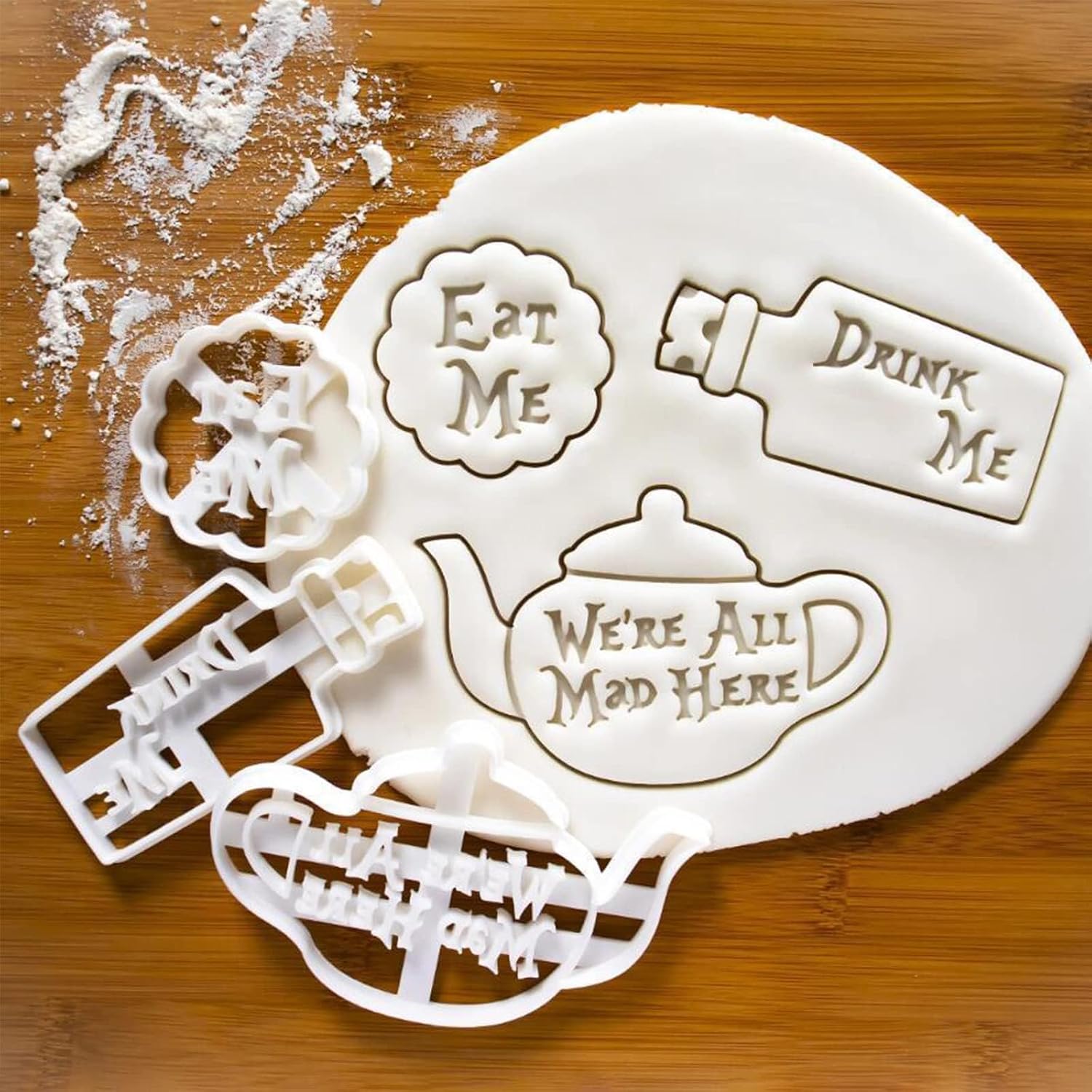 3Pcs Cookie Cutters Set DIY Biscuit Cake Moulds Eat Me Baking Cake Fondant Frame Mold With Good Wishes for Buscuit Dessert Embossing Stamp
