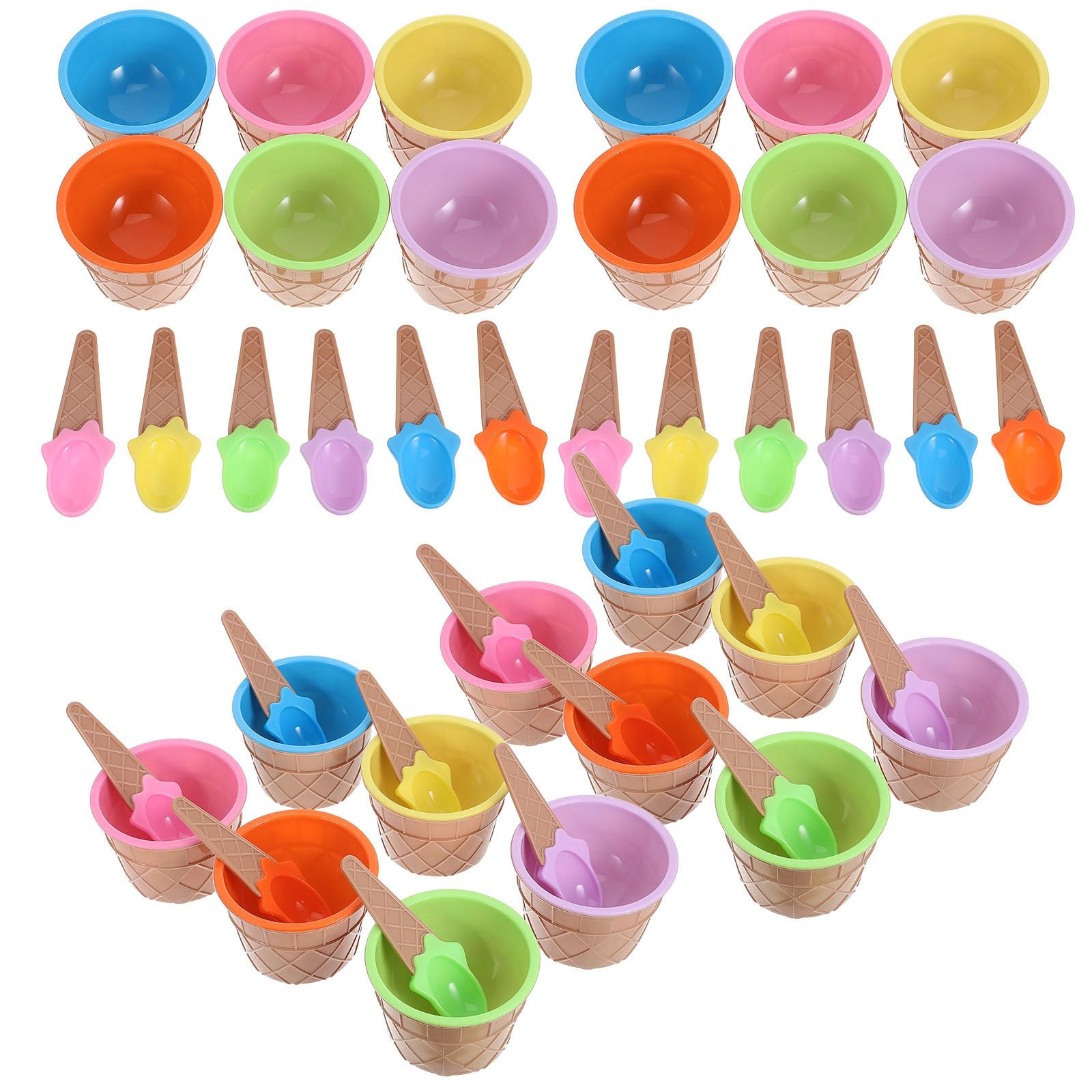 Alipis Juego de 24 Juego de Cuencos y Cucharas para Helado, de Pp