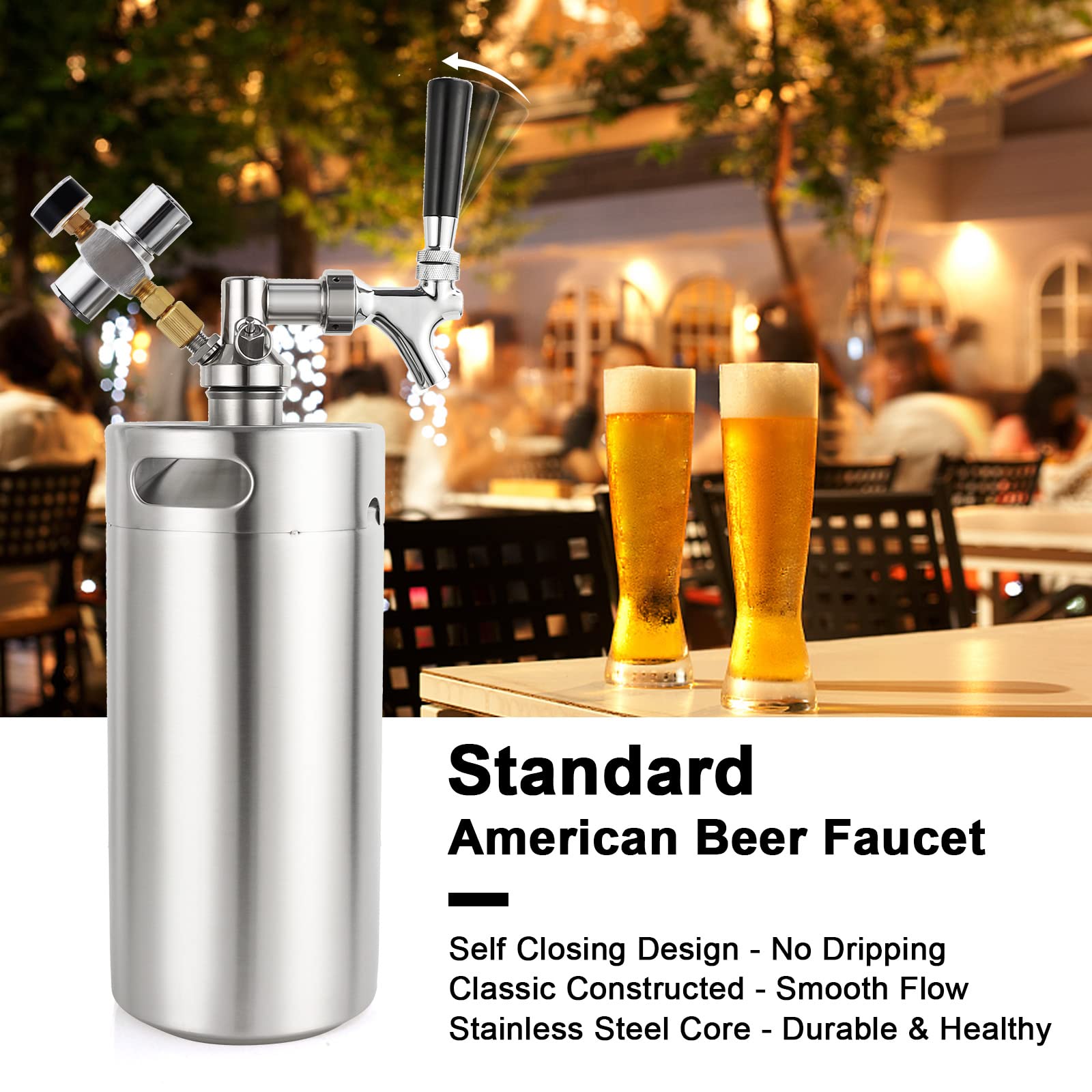 FERRODAY 126oz Mini Keg Growler Tap System Beer Dispenser Stainless