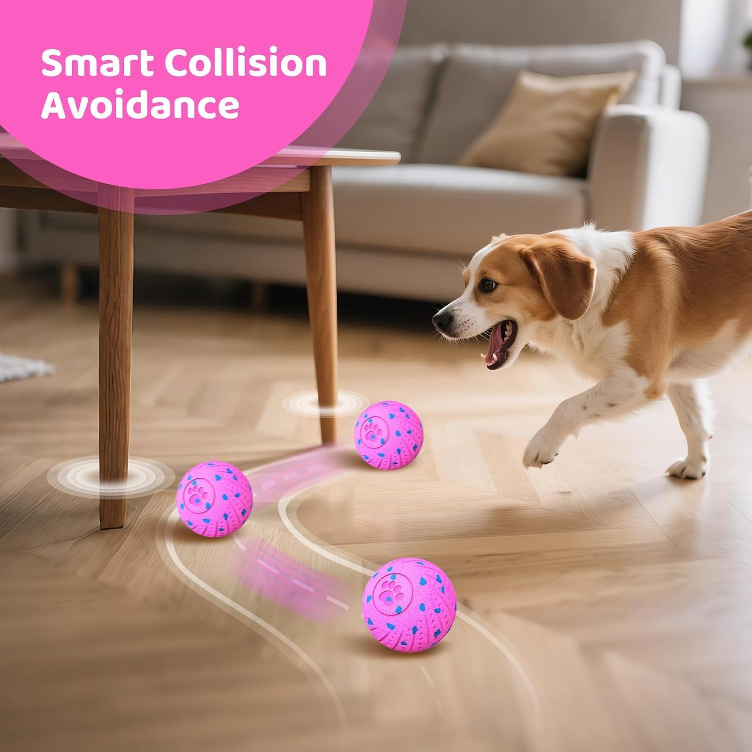 Interactive Dog Toy Ball with Remote: Automatic Bouncing, Vibration and Jumping Action Interactive Toy, Durable Duraspin for Aggressive Chewers, Rechargeable, for Indoor & Outdoor Use Pink