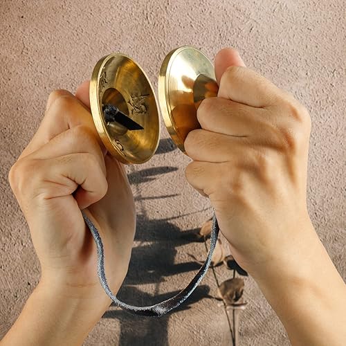 Miniatura 3 de ZenBless Platillos tibetanos Tingsha 2 piezas, con caja de almacenamiento y funda de tela, campanas de campana de latón de meditación para curación