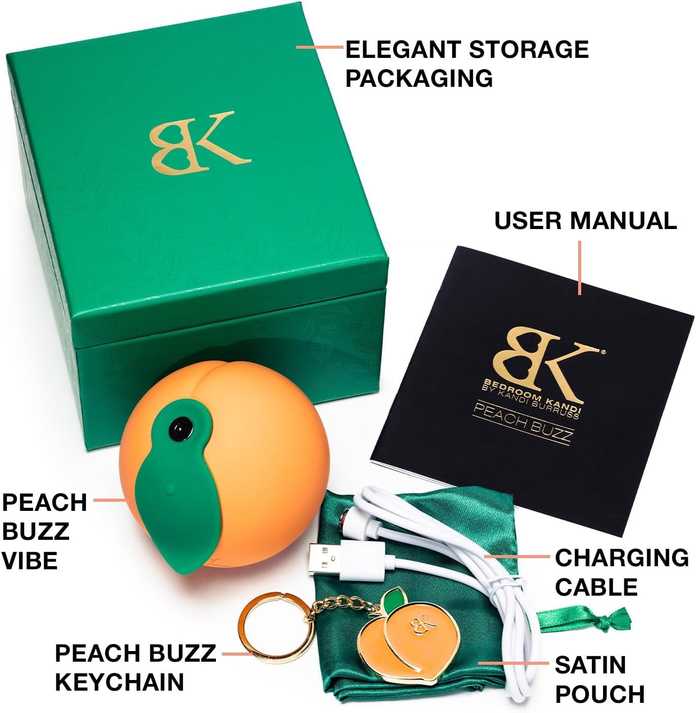 Bedroom Kandi Peach Buzz - Vibrating Body Massager | Special Anniversary Edition Vibrator by Kandi Burruss | Rechargeable Massagers for Female with 10 Pulsation Settings