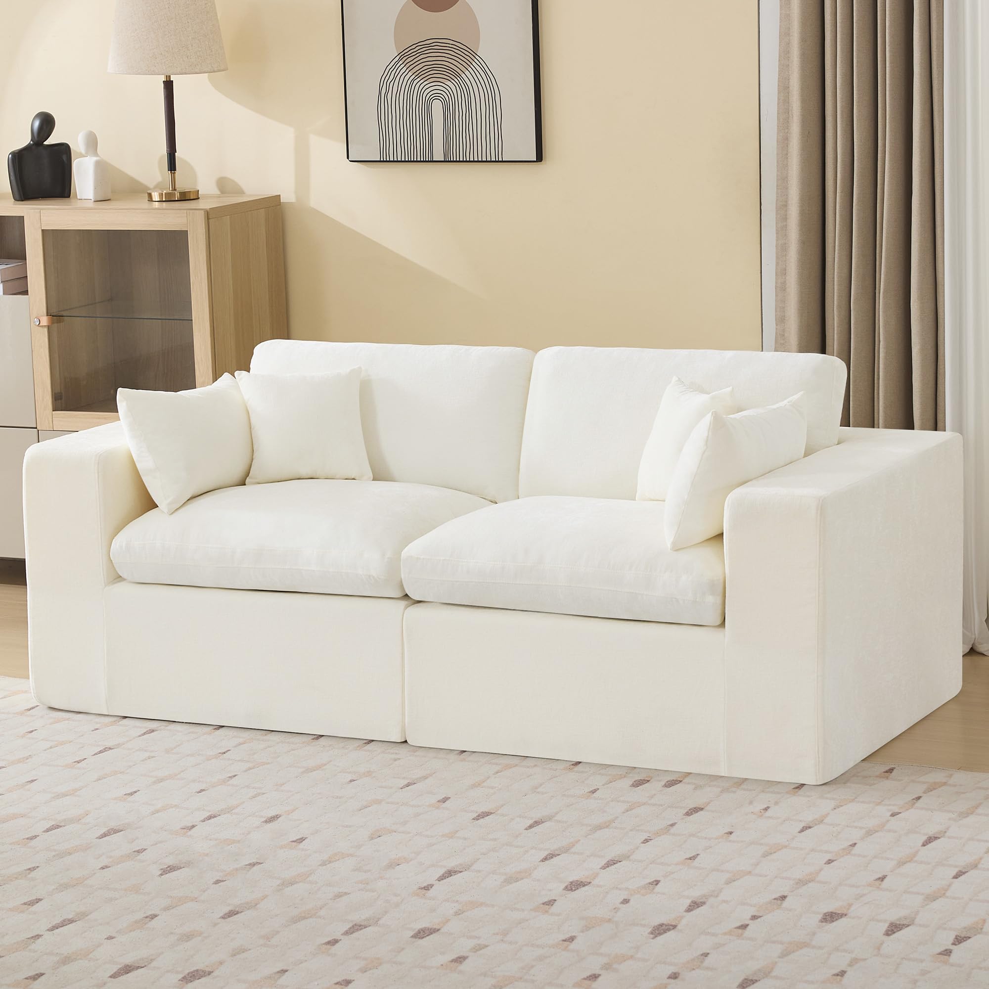 88Cloud Boneless Sectional Couch Modular Sectional Sofa Deep Seat Upholstered Convertible Comfy Loveseat Chenille Memory Foam Sofa Couches