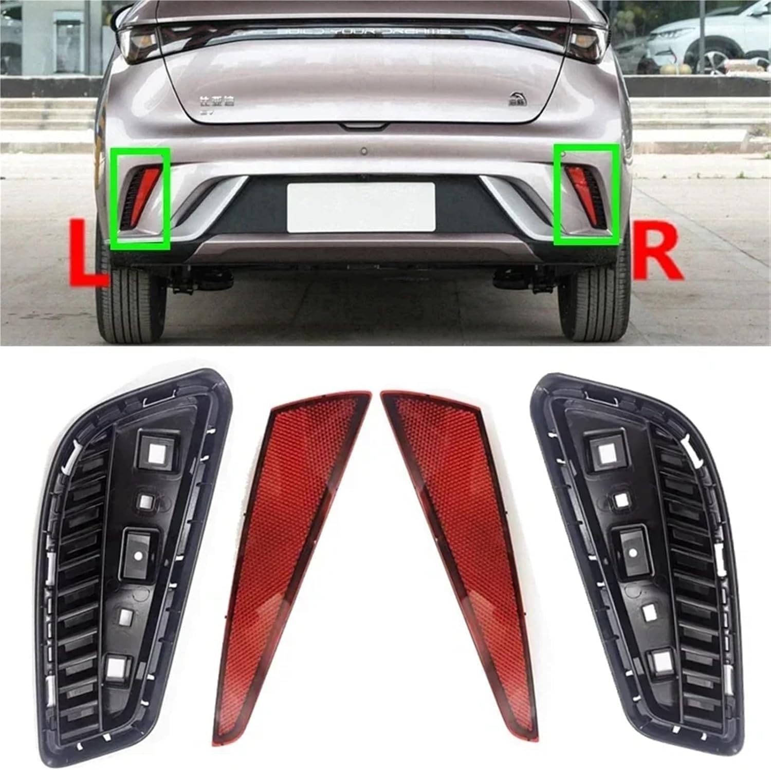 Rear Bumper Light Lamp Reflector Decorative Frame Compatible For BYD Dolphin 2021 2022 2023 Atto 2(1pcs light L)