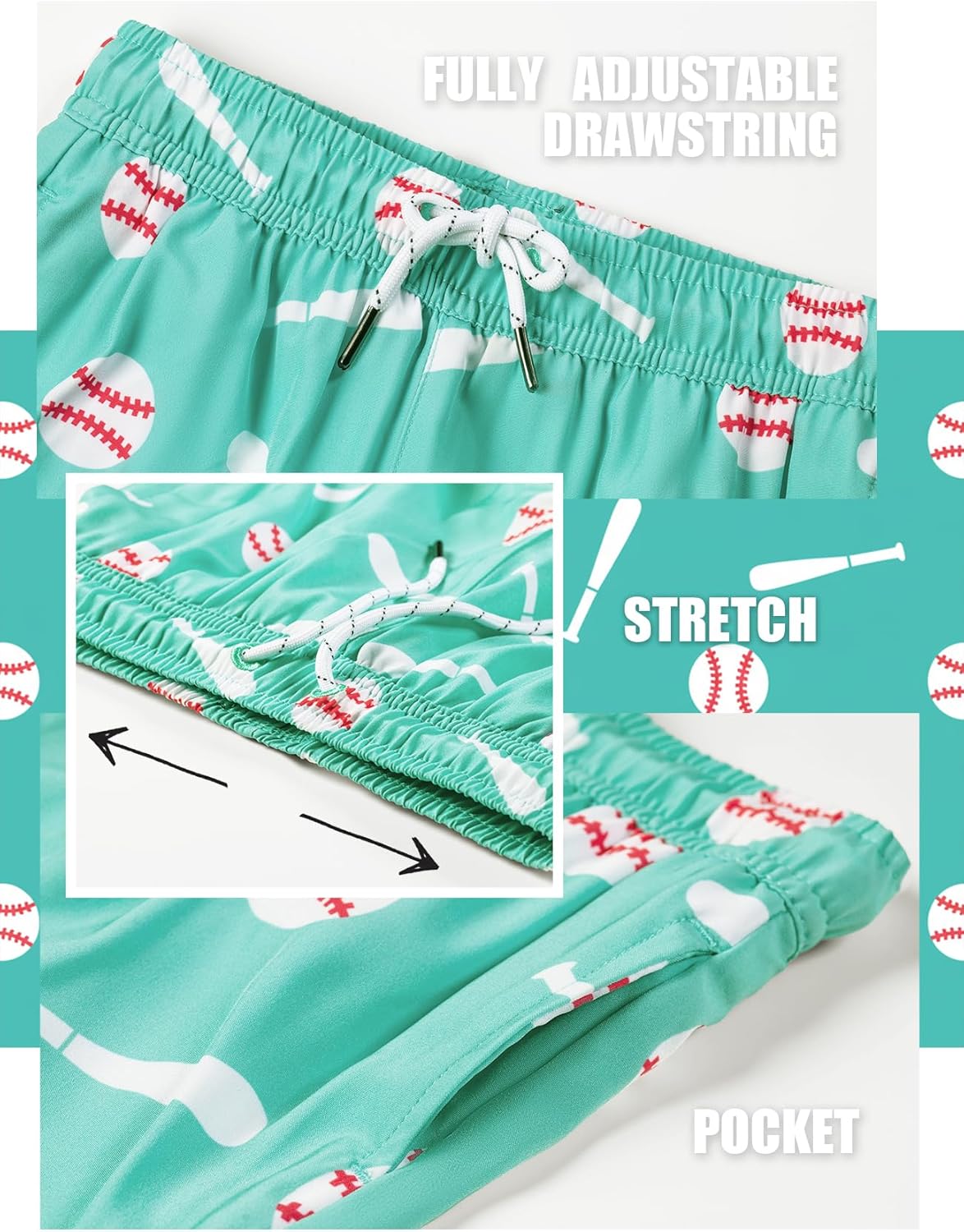 BRISIRA Boys Swim Trunks with Compression Liner 5-16 Years Youth Bathing Suit Quick Dry Swim Shorts Anti-Chafe Pocket - Image 4