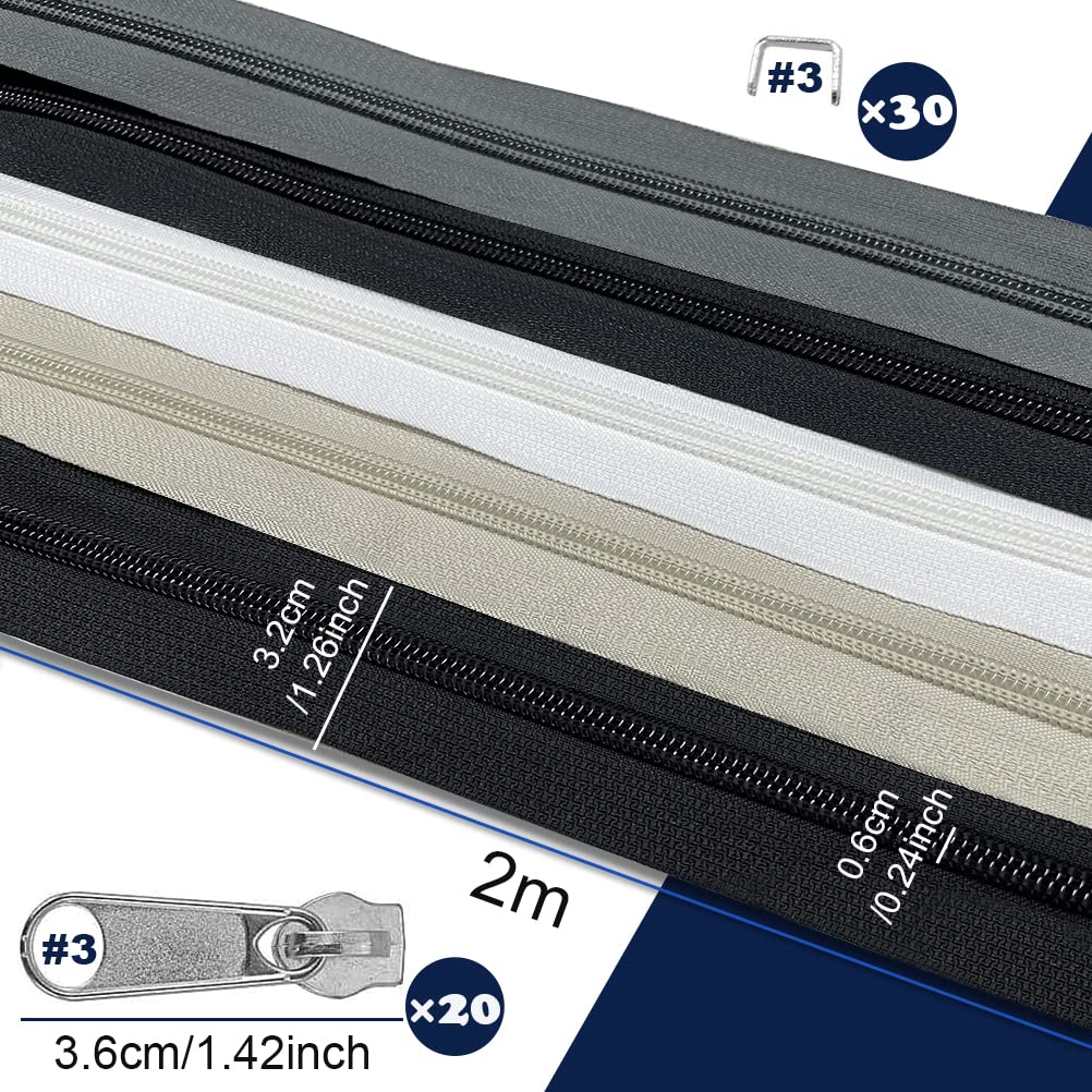 Cerniere Continue Nylon 2 Metri - Kit 5 Pezzi Con Teste A Catena Per Cucito Fai Da Te - Foto 4