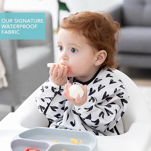 Miniatura 180 de Bumkins - Babero con mangas - Para niños y niñas, bebés y niños pequeños de 6 a 24 meses - Ligero, duradero, impermeable - Babero de manga larga -