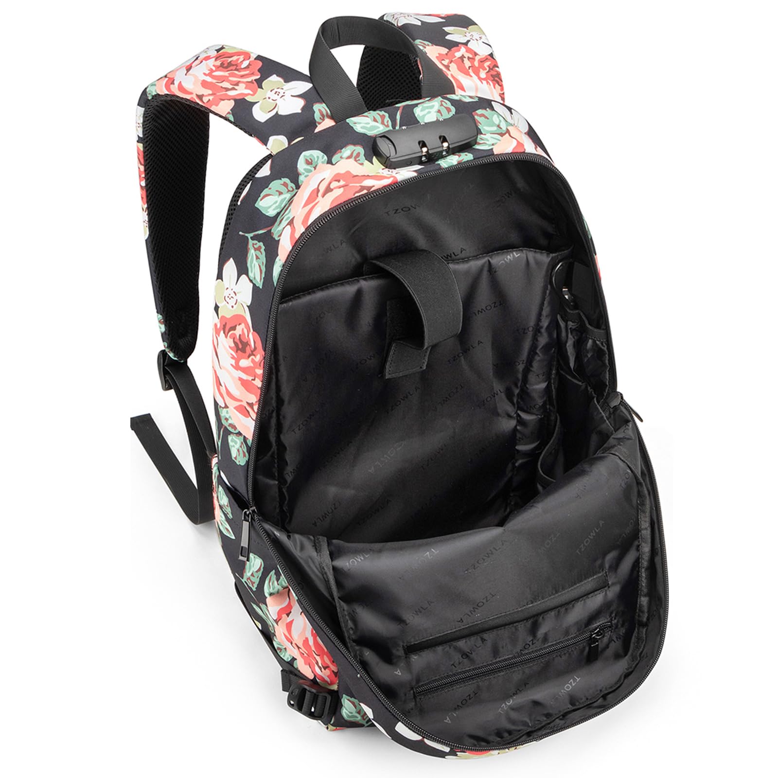 Tzowla Zaino per Laptop Portatile Scuola Antifurto Resistente All'acqua con Porta per Ricarica USB e Lucchetto Zaino per Computer da 40 cm 15,6 per Donna Uomo, Zaino da Viaggio Casual Regalo