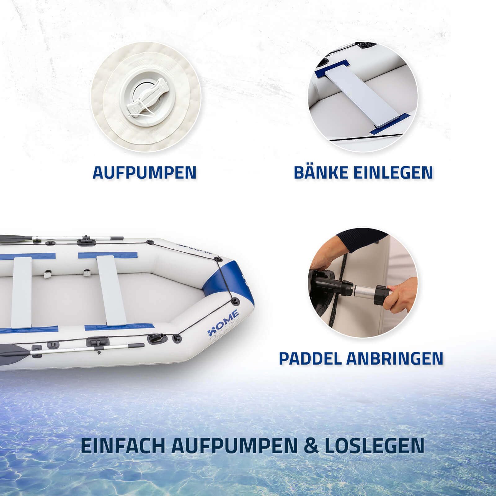 Home Deluxe - Embarcación neumática Pike Material: PVC Resistente I Embarcación Auxiliar, lancha motora, Barca de remos - selección de Variantes
