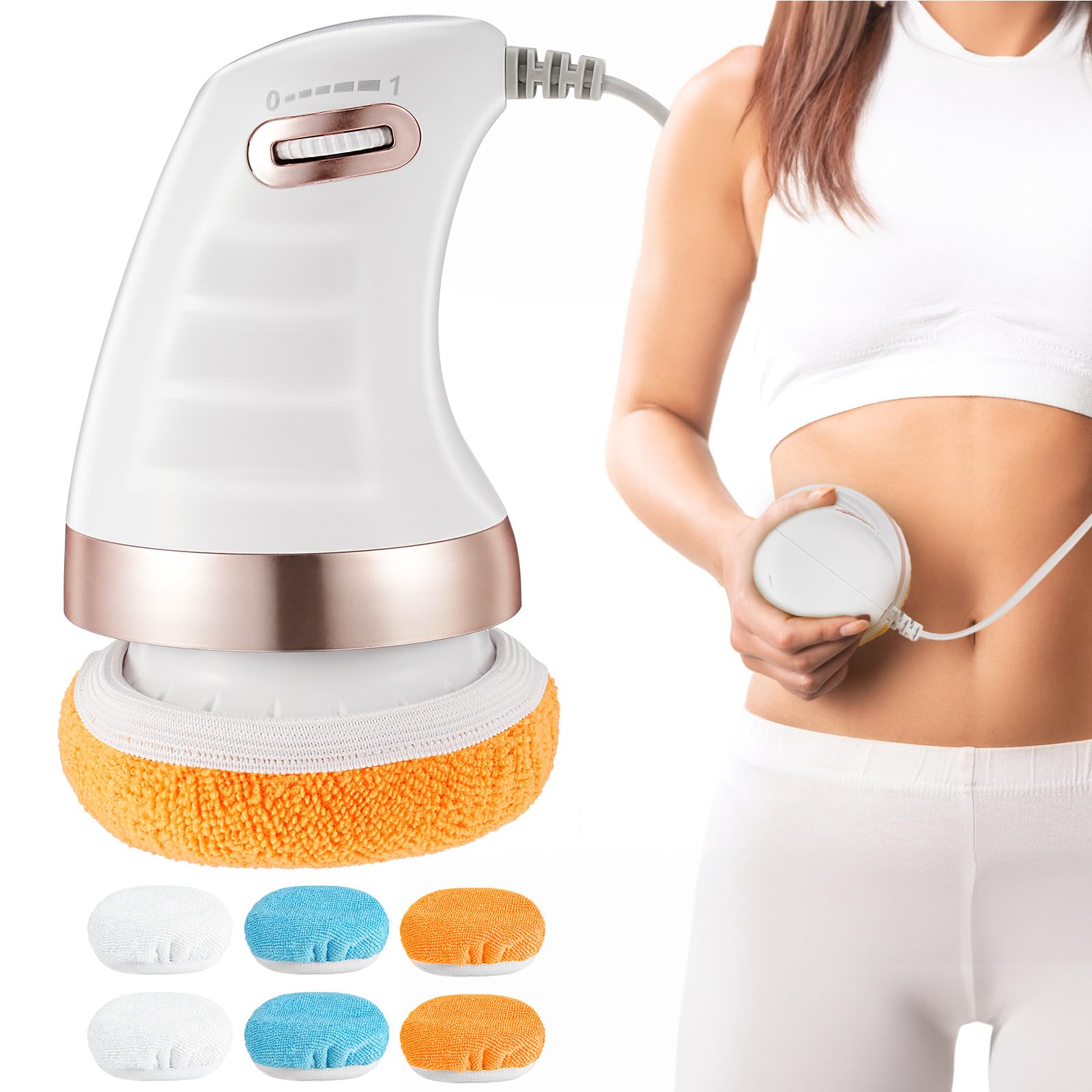 Coikes Body Sculpting Machine Handheld Cellulite Massag Cellulite Remover Electric with 6 Washable Pads Electric Body Massager Machine for Belly Waist Arms Legs Buttocks Gift for Friends Family (A)