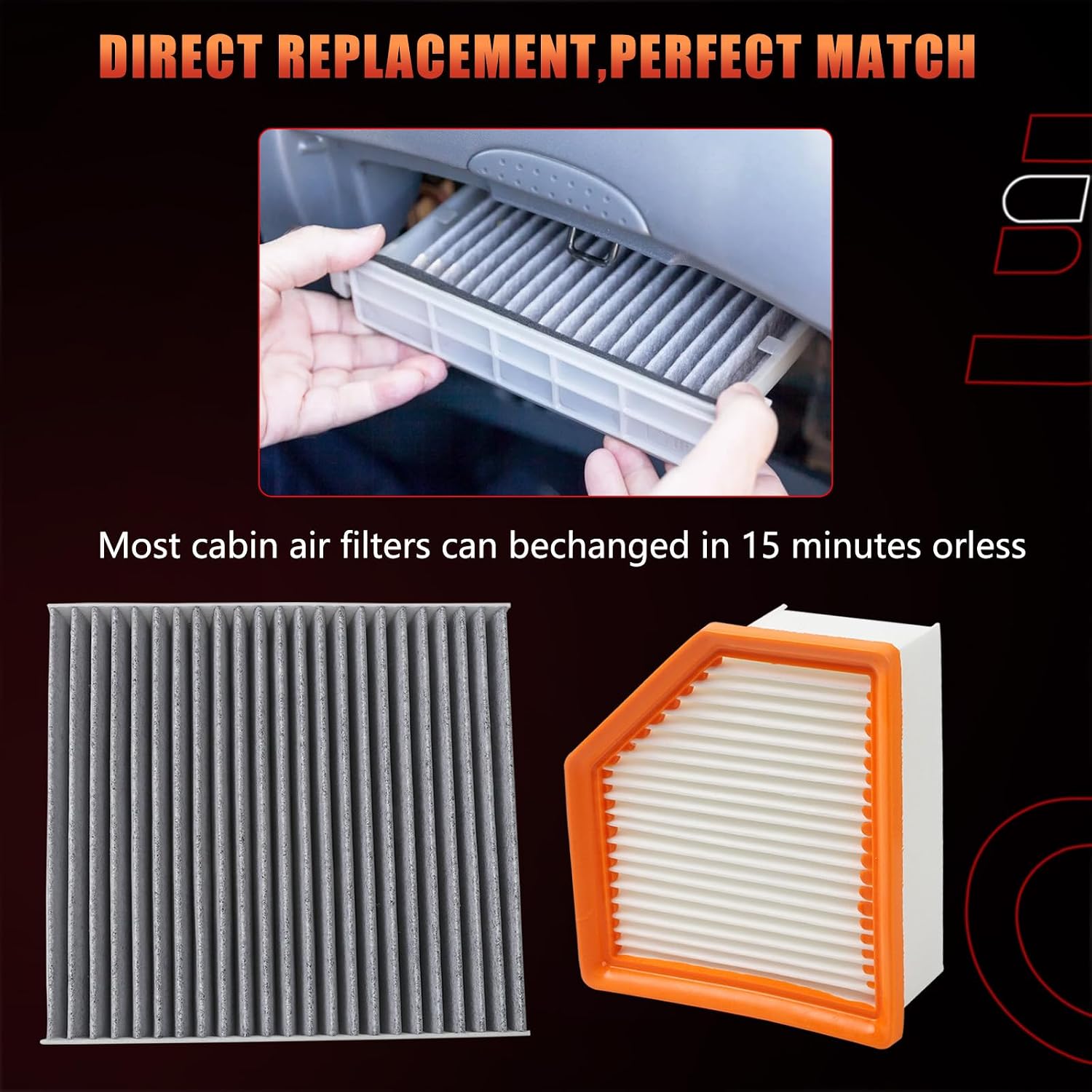 Engine Air Filter & Cabin Air Filter Combo Set Compatible With Nissan Vehicle Rogue 2021 2022 2023 2.5L 1.5L Replace# 16546-6RA0A 27277-6RC0A 165466RA0A 272776RC0A