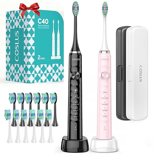 Miniatura 15 de COSLUS Cepillo de dientes eléctrico Sonic para adultos C40(DY-108Pro): 47000 VPM para limpieza profunda con estuche de viaje - 5 modos para dientes