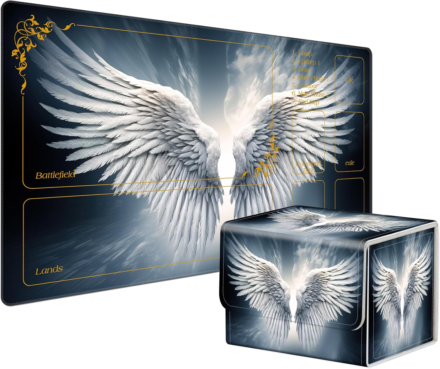 DEGDFSGR for MTG Playmat & Card Game Storage Box, Sacred Angel Wing
