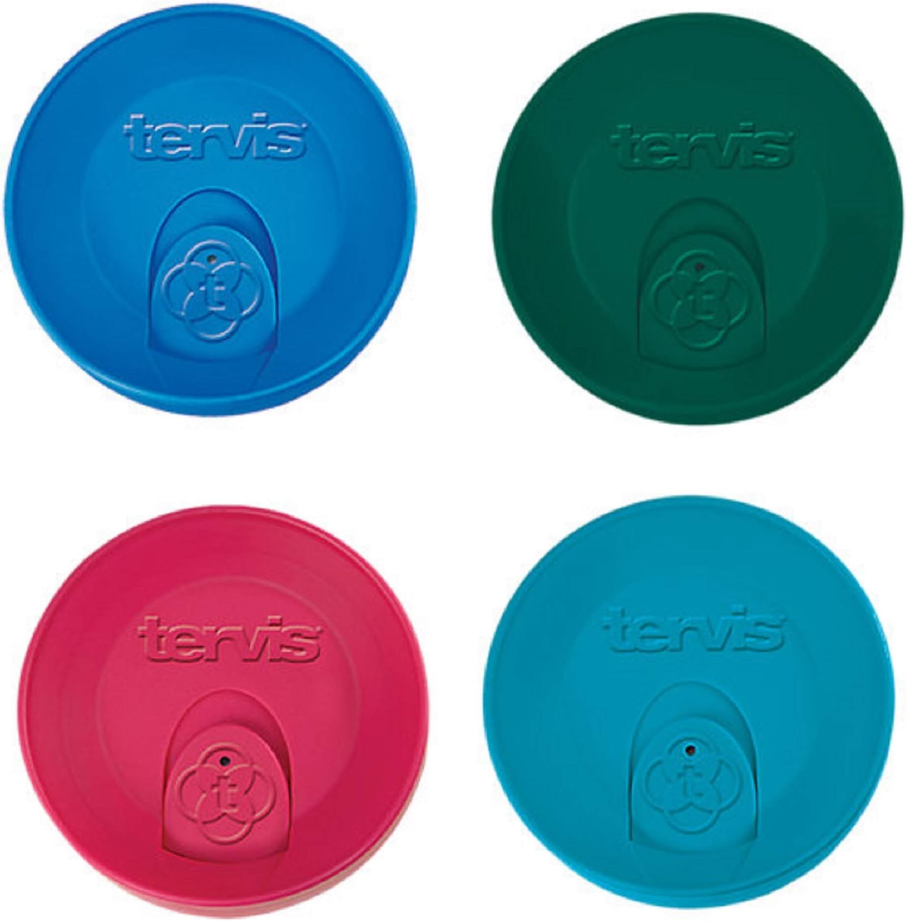 Tervis Travel Lid for 16 oz Tumbler, Don't Fit Mugs, Color Blue, Hunter Green, Turquoise & Fuchsia, Each One 4-Piece Set