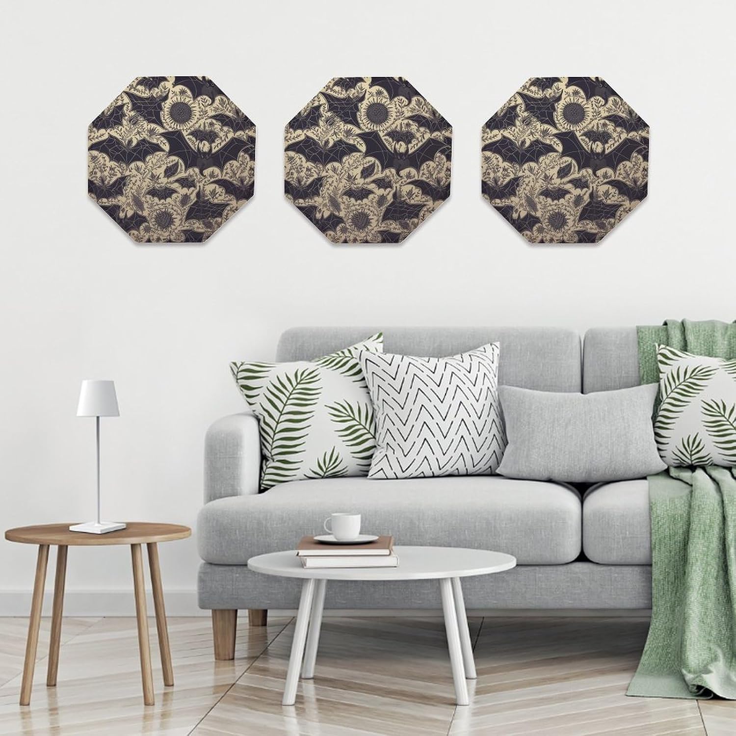 Ctagon Metal Sign for Home, Modern Display Plate for Kitchen, Bat Pattern Plates Accent Hanging Wall Decorations 3PCS for Living Room, Bedroom, Hallway, Hotel