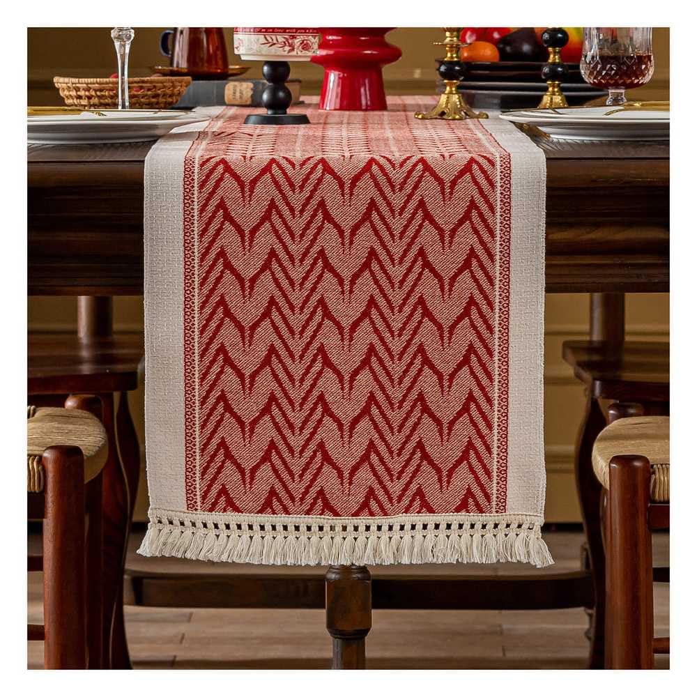 Mswborml Chinese Red Wedding Table Runner with Tassels