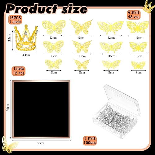 Miniatura 2 de Sasylvia 175 Pcs Bouquet Paper Flower Crown Kit Include 12 Black Flower Wrapping Paper 15 Pcs Crowns for Flower Arrangements 48 Pcs Butterfly 100