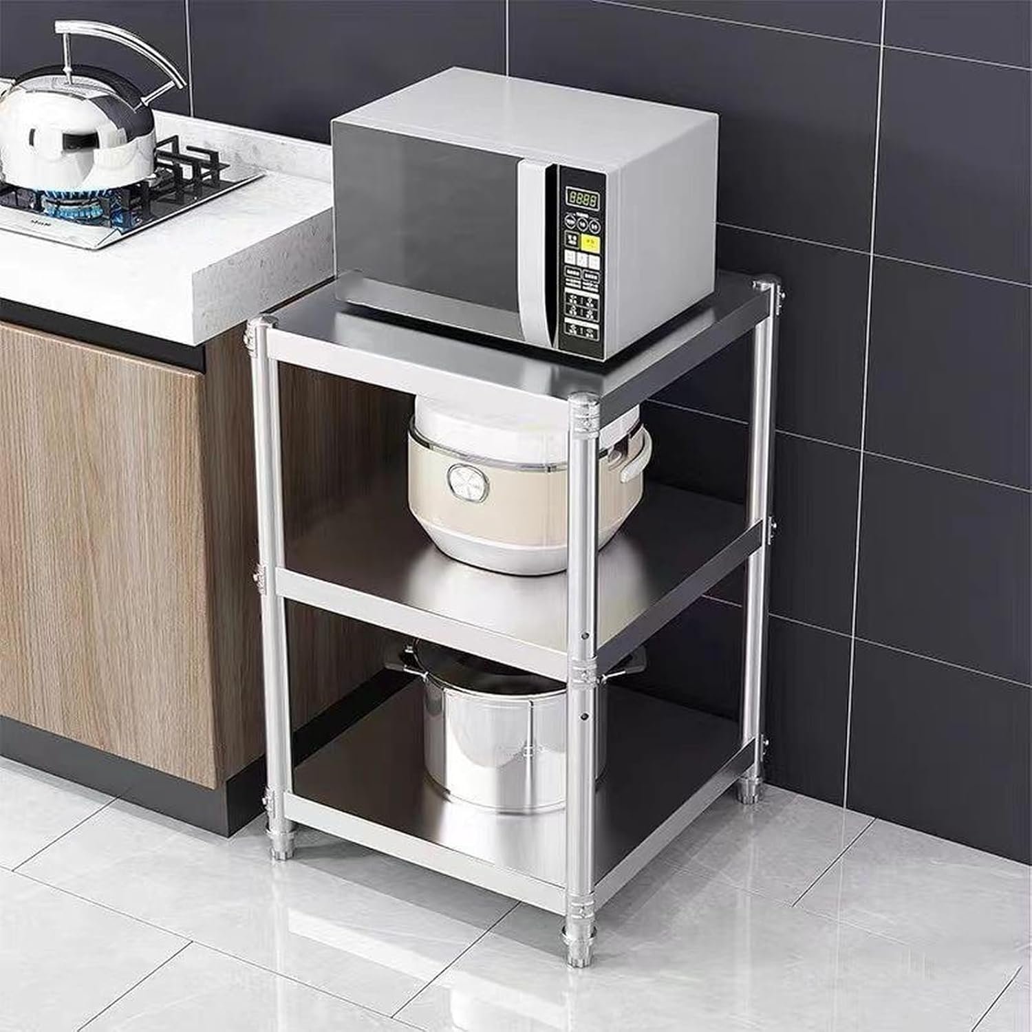 [YXSNG] スチールラック ラック スリム 幅60 幅40 奥行25 3段 2段 三段 銀 シルバー レンジラック キッチンラッ