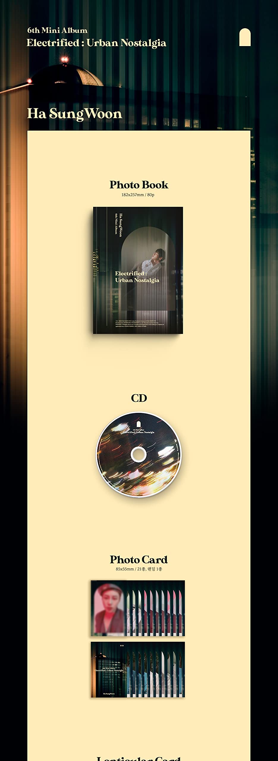Ha Sung Woon- Electrified : Urban Nostalgia (6th Mini Album) 1Album+BolsVos K-POP Webzine (28p), BolsVos TopLoader Stickers, Photocards