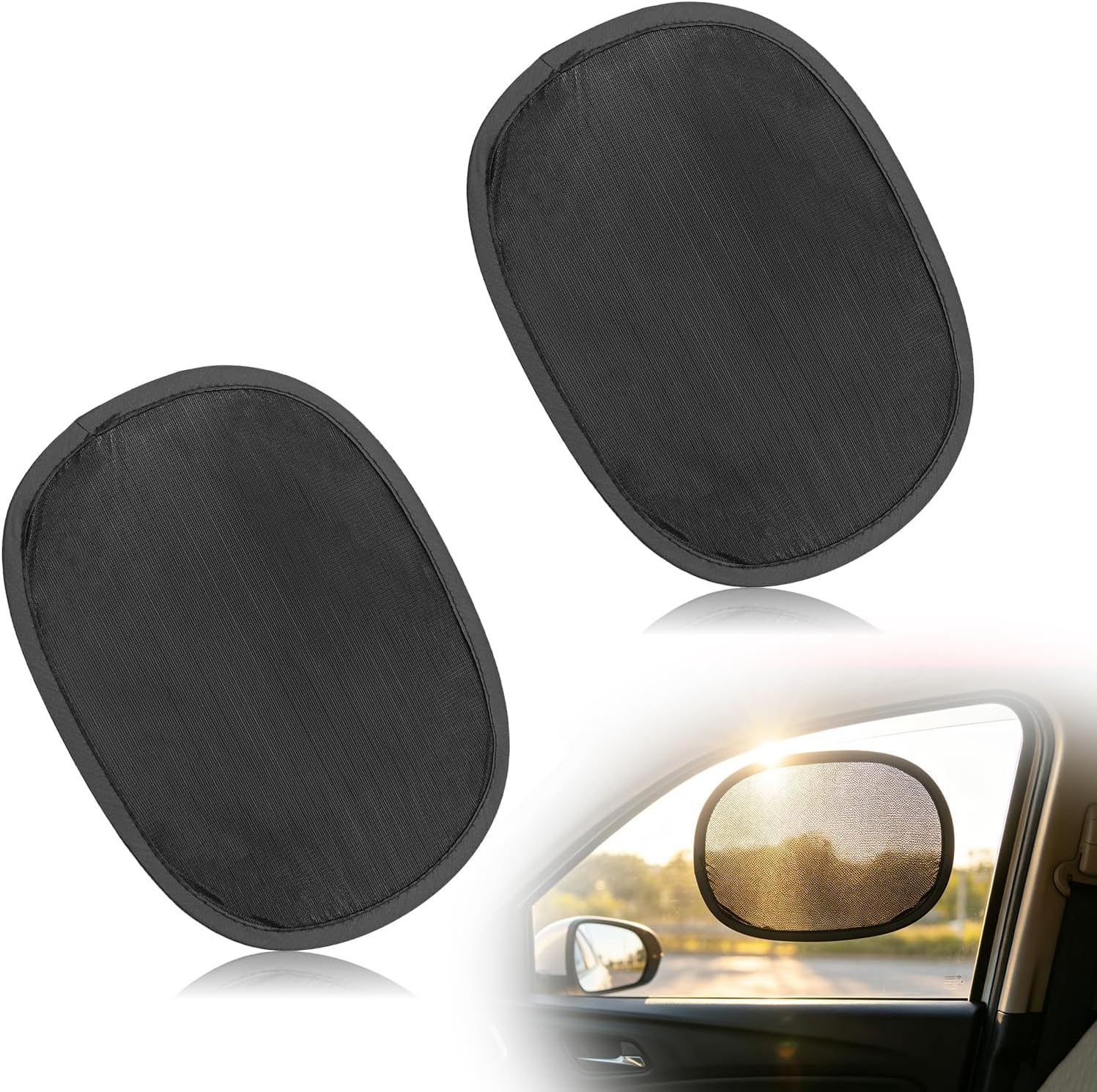 2Pcs Car Side Window Sun Shade Blocks 99.98% UV Rays, Miniature Static Cling Glare Shield for Baby, Automotive Sun Blocker for Safe Driving