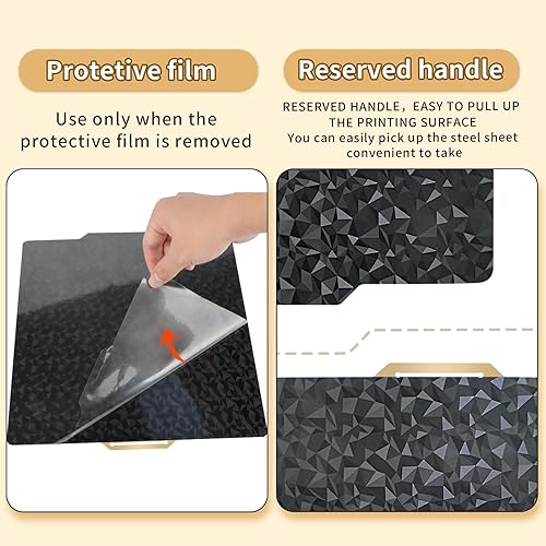 Miniatura 6 de IdeaFormer-3D PEO+PEI Placa de construcción para Bambu Lab X1-CarbonX1P1PP1SA1, 10.118x10.118 in Doble Cara PEO+PEI Placa de acero de resorte Placa